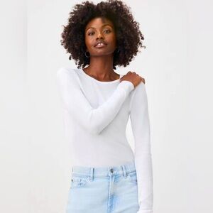 Splendid Sz XL White Long Sleeve Top, Fine Ribbing